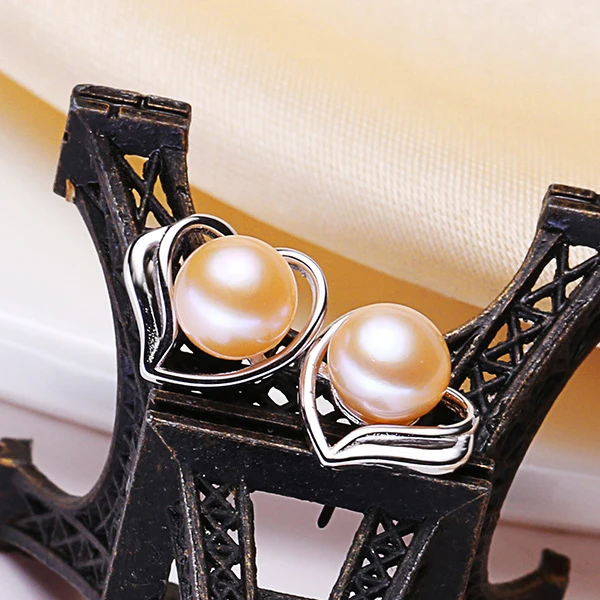 pink pearl Earring Новинка, модные серьги-гвоздики с натуральным пресноводным черным жемчугом, 925 пробы, серебряные жемчужные ювелирные изделия для женщин, свадебный подарок - Цвет камня: pink pearl Earring