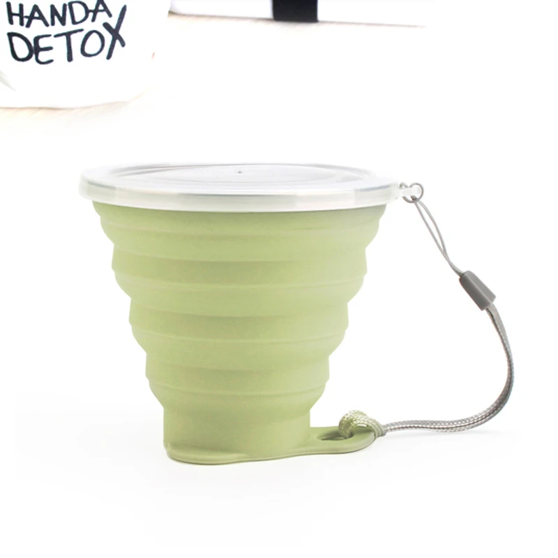 Matcha 1 Piece ME.FAM, 270 мл, силиконовая складная чашка из нержавеющей стали со шнурком/Пылезащитная крышка, уличные кофейные чашки, выдвижная дорожная копа - Цвет: Matcha 1 Piece