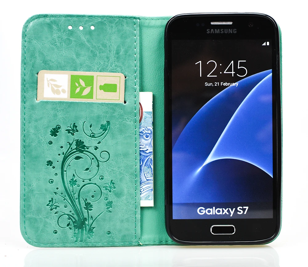 Тиснением Бумажник чехол для samsung Galaxy S7 край кожаный откидная крышка S7edge SM G935F