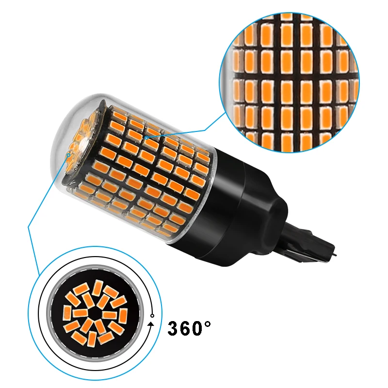 HYZHAUTO 2 шт. 1156 BA15S P21W светодиодный светильник 3014 144smd BAU15S PY21W T20 W21W Canbus для поворота