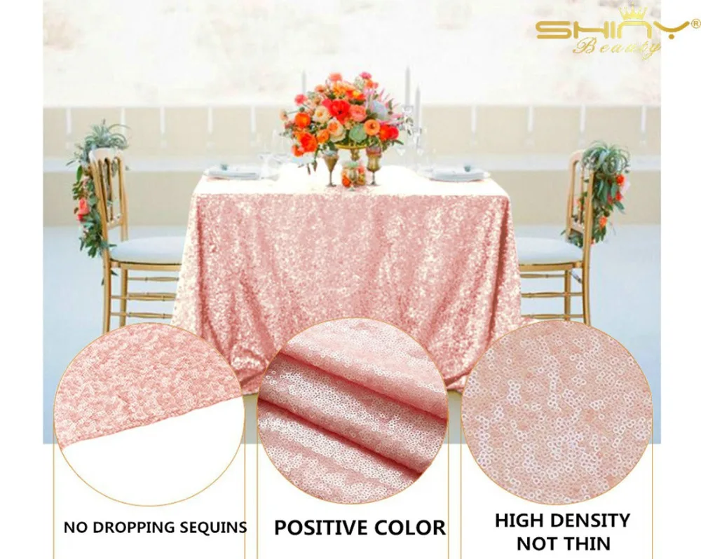 ShinyBeauty 72 ''круглый розового золота скатерти с пайетками скатерть для стола