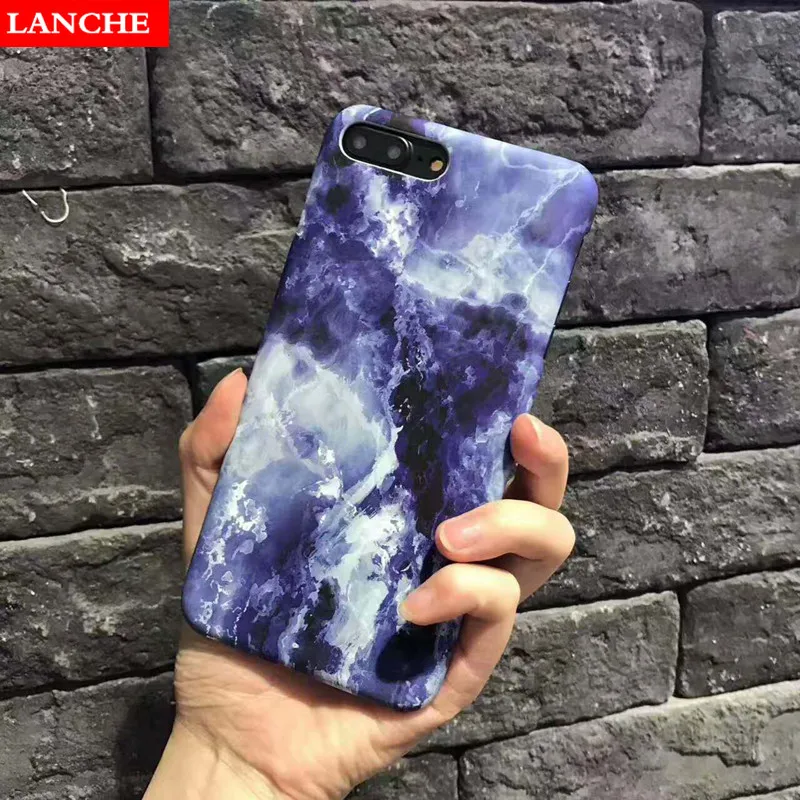 LANCHE Простой Ocean Blue Очаровательная Мраморный Телефон Чехол для iPhone 6 s Плюс 7