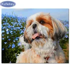 Мозаика, вышивка крестиком, картина стразы, shih tzu, собака, алмазная живопись, полная квадратнаякруглая Алмазная картина