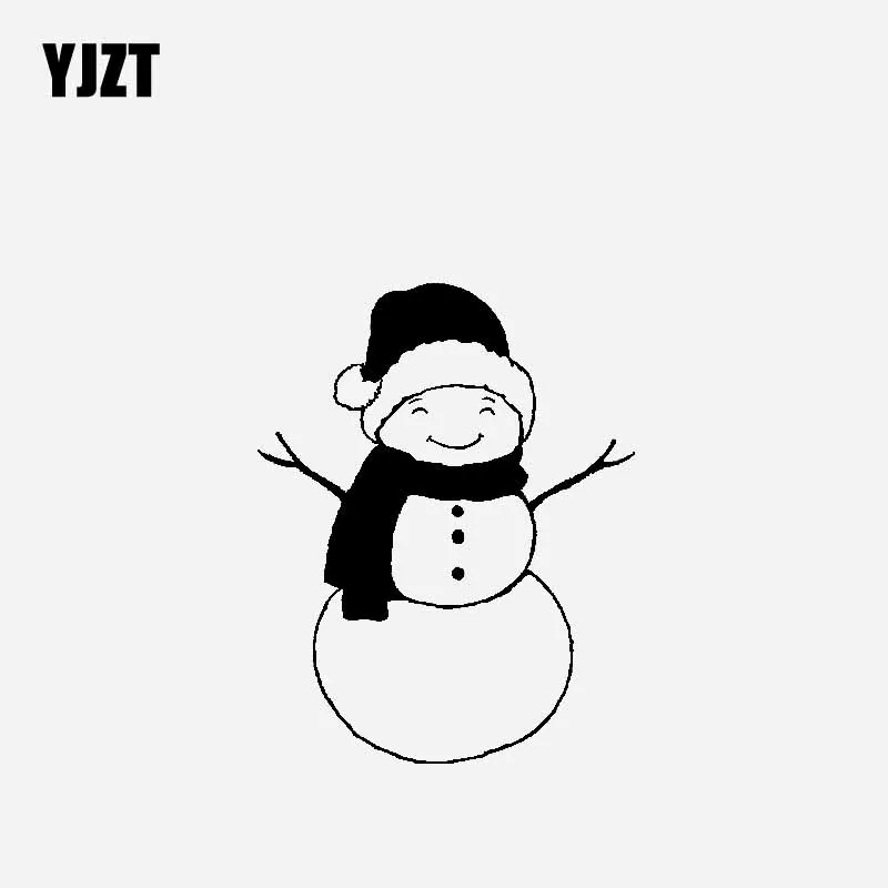 

YJZT 11.7CM*14.8CM Christmas Idea Car Sticker Vinyl Decal Smiling Snowman Black/Silver C23-0145