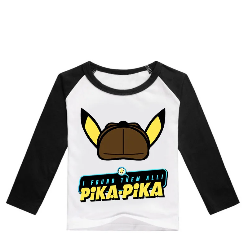 DLF 2-16Years модные Pokemon Detective футболка Пикачу детская повседневная одежда для малышей, футболка с рукавом для мальчиков футболки для девочек, топы с длинными рукавами