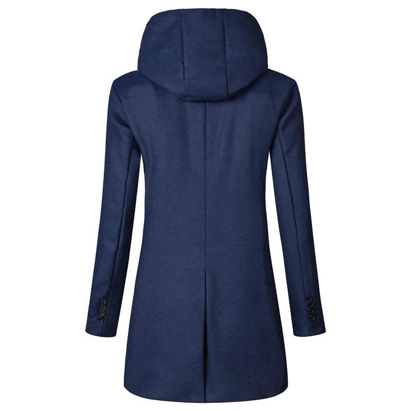 Мужское двубортное пальто средней длины из шерсти и смешанной ткани