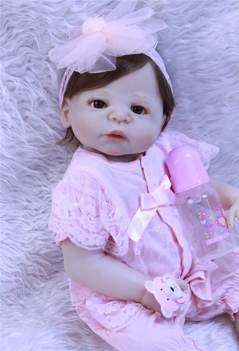 Npk Poupee En Silicone Pour Bebe Fille 22 Pouces Faux Bebe Vivant Cheveux Enracines Peut Se Baigner Bjd