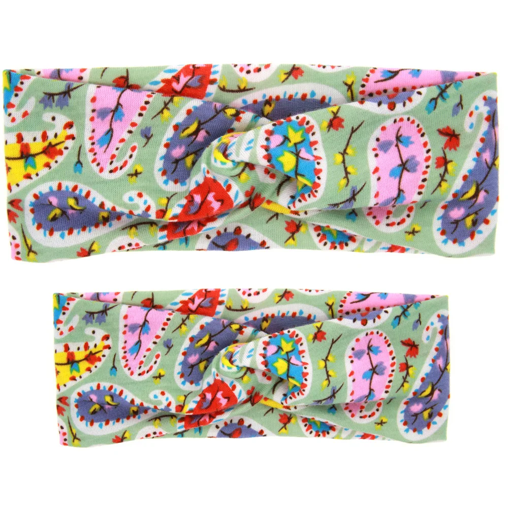 2 шт./компл. комплект повязки на голову с цветочным принтом Мама и я тюрбан в стиле