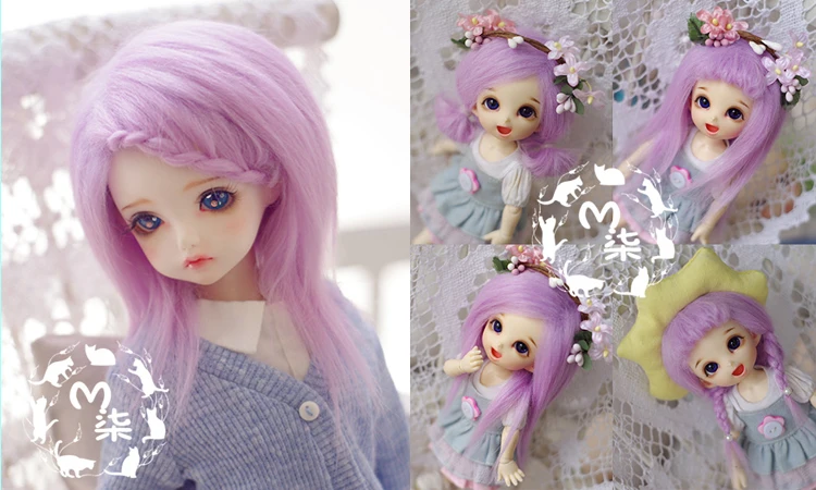 Bjd кукла парики мех парик 1/12 1/8 1/6 1/4 1/3 фиолетовый - Цвет: Фиолетовый