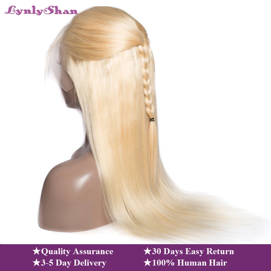 Lynlyshan прямые перуанские Remy человеческие волосы#613 блонд парики 150% плотность парик на кружеве 613 человеческие волосы парик горячая распродажа