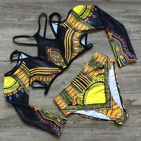 2019 brazlian high waist bikini set african halter long sleeve swimwear female off shoulder swimsuit women vintage bathing suit