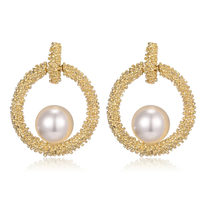 

Shineland 2021 New Pearl Earrings for Women Fashion Jewelry Hot Fashion Simulated Pearl Geometric Drop Earrings Jewelry