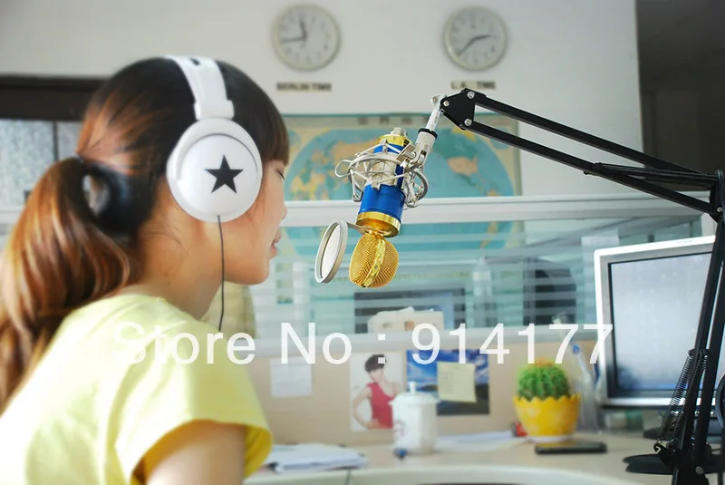 Синий Конденсаторный Микрофон Портативный Записи Профессиональный + Shockmount Губка