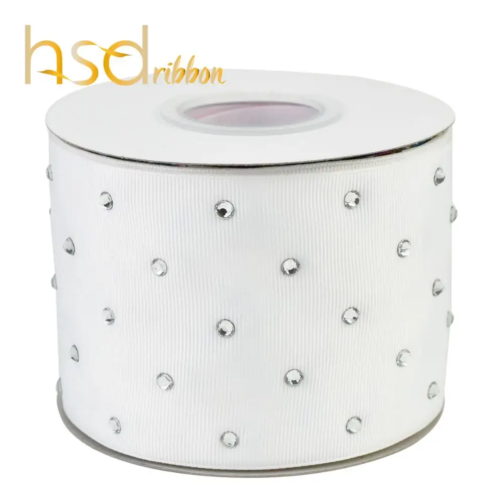 HSDRIBBON 3&quot 75mm Rhinestone Setting on Colorful Solid Color Grosgrain Ribbon 25 Yards per Roll | Дом и сад