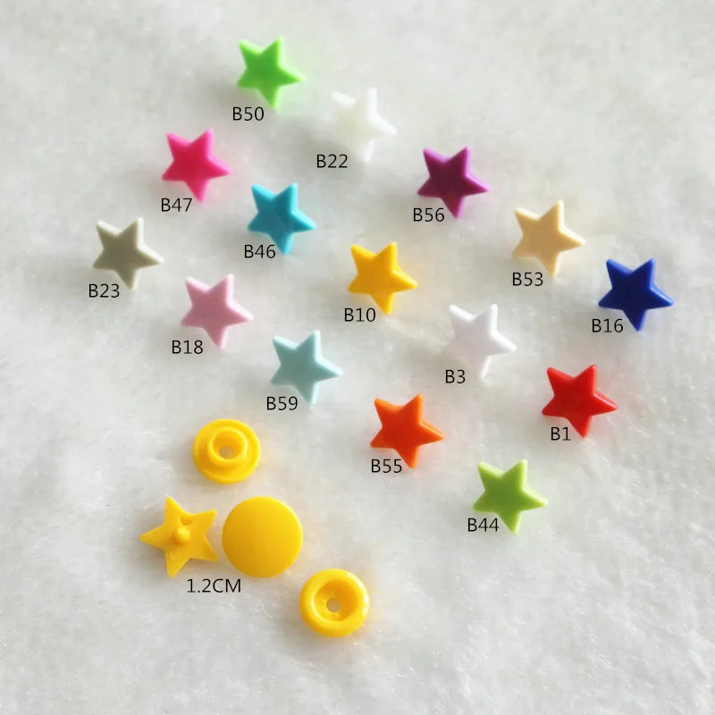 Пуговицы пластиковые со звездами 12 мм 150 цветов|snap buttons t5|resin snapsbutton t5 |