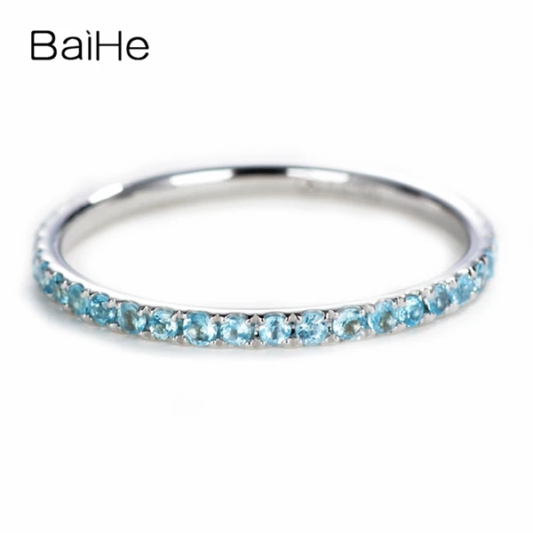 Topaz BAIHE Solid 14 к розовое золото 0.38ct сертифицировано H/SI круглая огранка натуральный рубин свадебные женские трендовые ювелирные изделия Подарочное кольцо - Цвет камня: Topaz