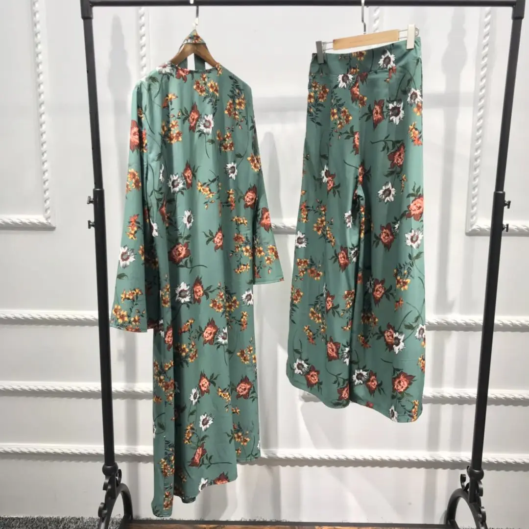 Abaya комплект кимоно кафтан халат Дубай мусульманский хиджаб платье Caftan ужасный