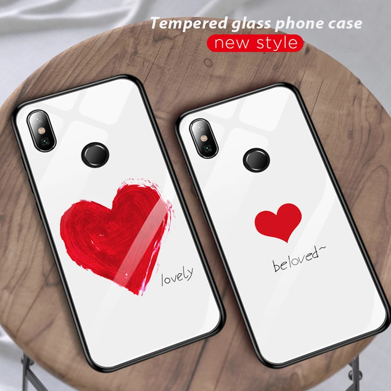 Tempered Glass Case For Xiaomi Redmi 7 7A Note K20 Pro Mi 9T 9 8 Lite Mix 3 Mi9T Note7 Love Heart Phone Cover |