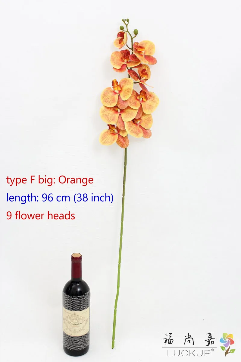 type F big Orange 1 стволовых Шелковый Искусственный цветок Мотылек Орхидея Бабочка Орхидея для дом свадебное праздничное украшение 6 видов 12 Цветов F152 - Цвет: type F big Orange