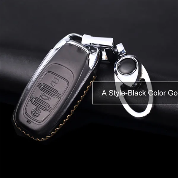 A Style Black Gold Для Audi A3 A4 A5 A6 A7 A8 B6 B8 B7 C5 C6 Q5 Q3 Q7 S6 S7 TT цинковый сплав+ Кожаный Автомобильный Брелок Защитный ключ чехол Чехол аксессуары - Название цвета: A Style Black Gold