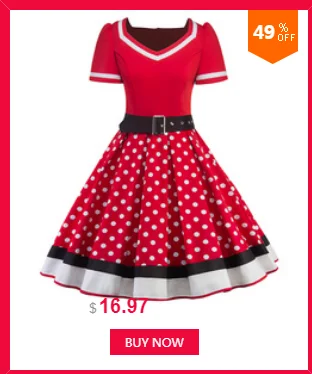 Joineles размера плюс 4XL женское ретро платье 50s 60s винтажное рокабилли Свинг feminino vestidos V образным вырезом с коротким рукавом платье в горошек