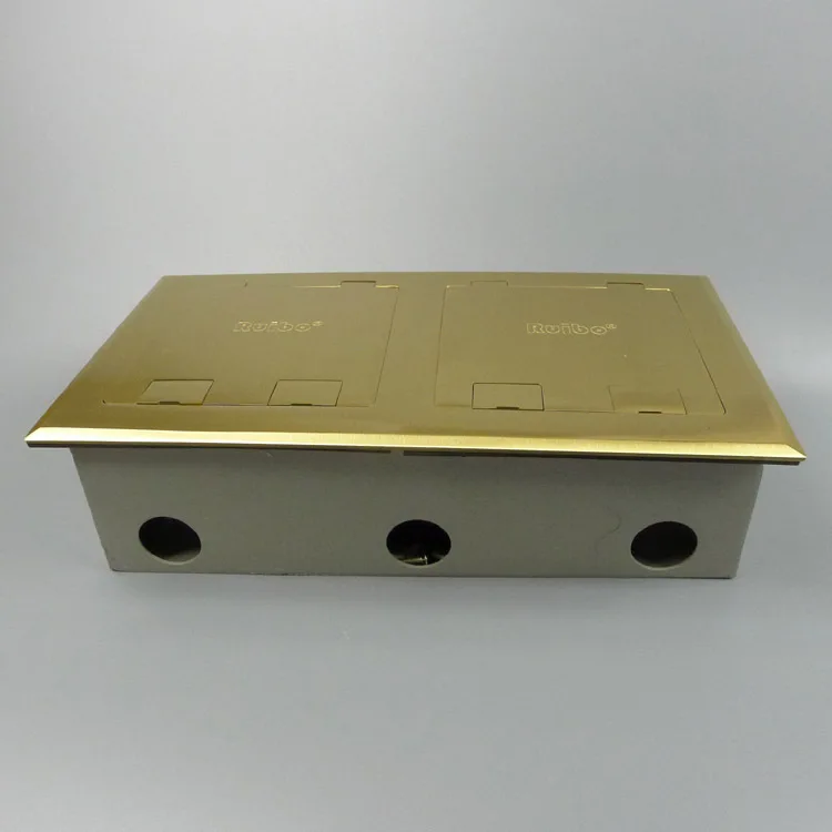 Напольная розетка желтого медного цвета с разъемом питания vga 3RCA AV HDMI и