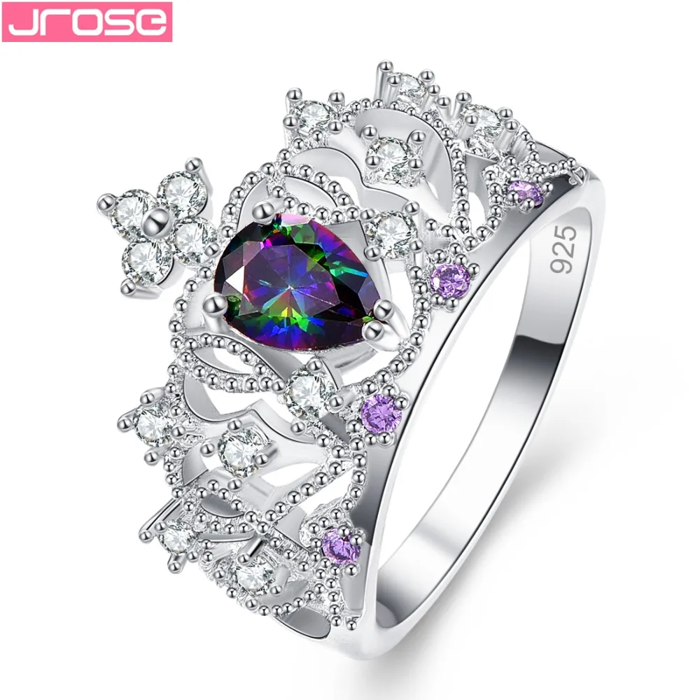 JROSE Корона модное ювелирное изделие принцессы королевы голубое белое Радужное с