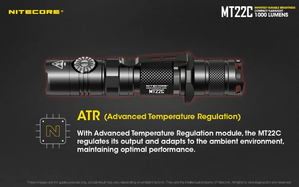 NITECORE MT22C 1000LM бесступенчатая яркость компактный фонарик, CREE XP-L HD V6 светодиодный компактный, но мощный поворотный переключатель