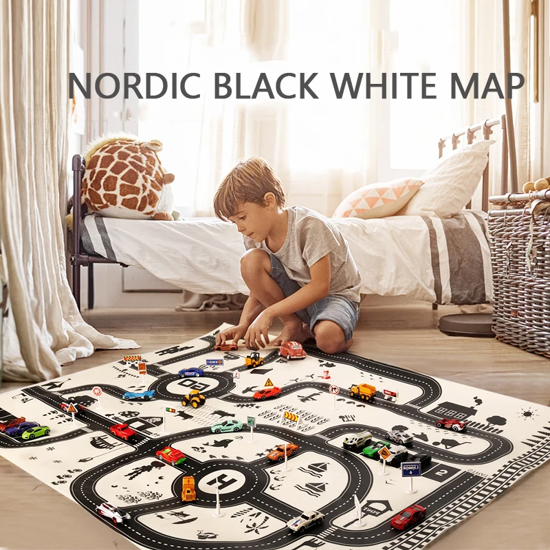 100X130CM игрушечный автомобильный коврик карта детская игровая площадка для