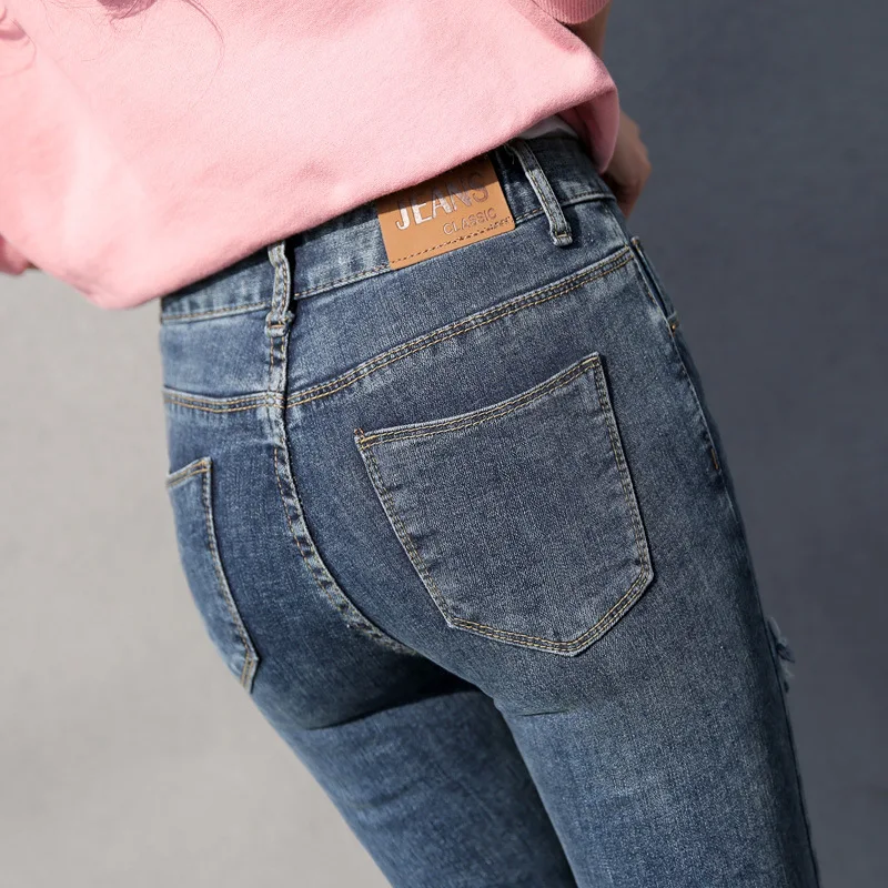 BetiKama длина лодыжки худые Джинсы женские винтажные потертые брюки-карандаш