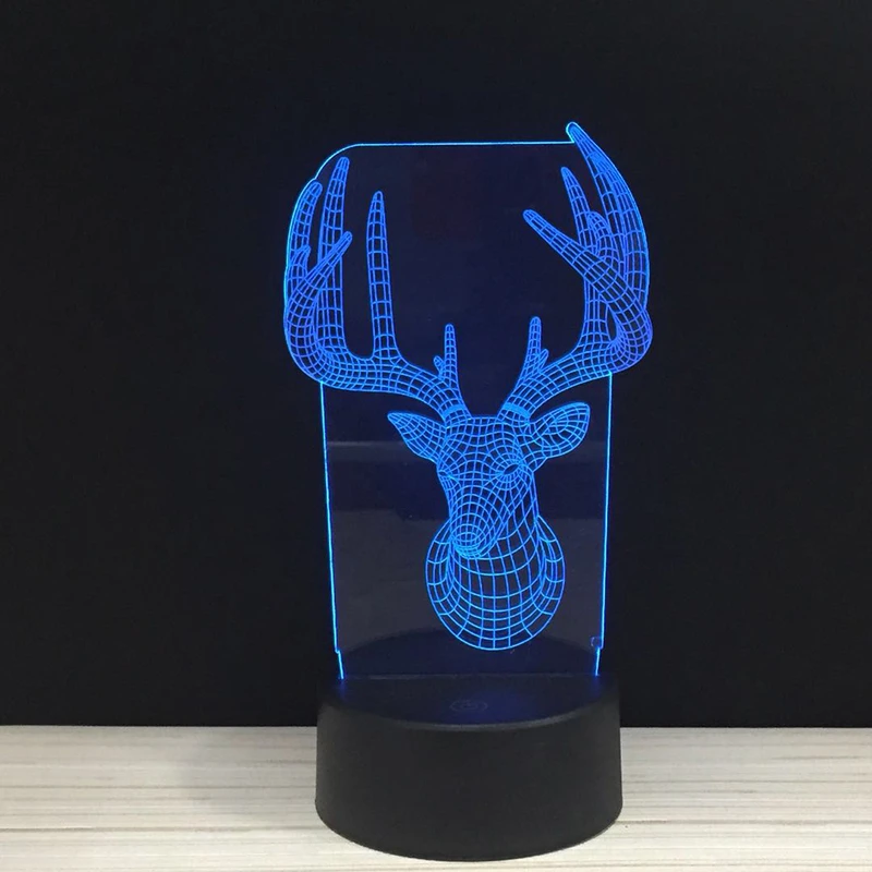 СВЕТОДИОДНЫЙ 3D светильник с головой оленя AntlersNightLight акриловая Ночная лампа