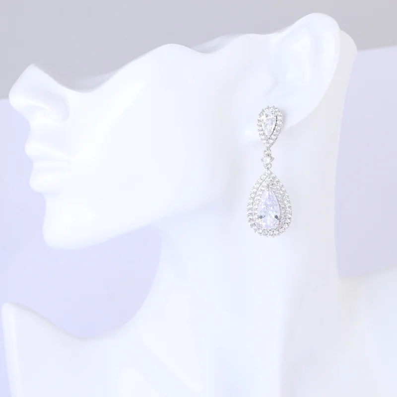 Серьги гвоздики женские с белыми кристаллами и цирконием ААА|jewelry tool|jewelry layoutsjewelry