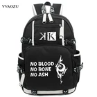 Модный дизайнерский Светящийся рюкзак K Project с принтом без крови, без костей, без ясеня, школьный рюкзак для подростков, рюкзак Suoh Mikoto для косплея