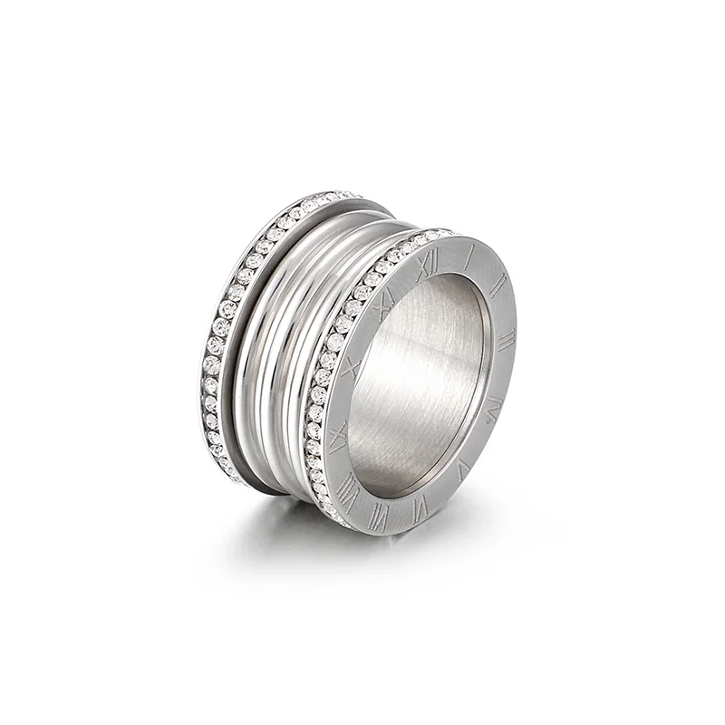 Kalen, новинка, 3 цвета, нержавеющая сталь, Bague Femme, трендовые, кубический циркон, обручальные кольца для женщин, римские цифры, Anillos Mujer, ювелирные изделия