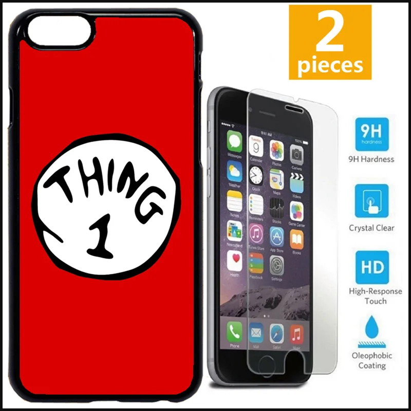 Чехол для iPhone X 7 8 Plus XsMax Samsung S9 S10e + закаленное стекло Red Thing 1 &amp 2 Dr Seuss Best Friends |