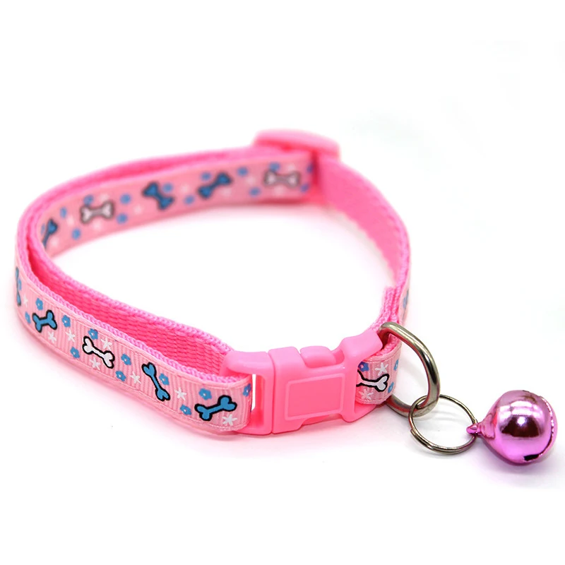 Pink Dog 1 шт. новая печать аксессуаров для домашних питомцев собак кошек собак щенков пряжки небольшого размера безопасности точка с колокольчиком Мода Нейлон прекрасный регулируемый - Цвет: Pink Dog