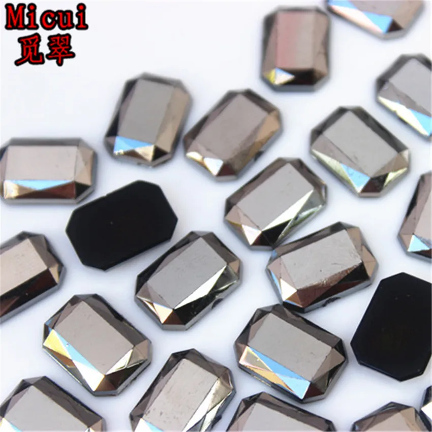 Micui, 100 шт., 10*14 мм, с плоской задней частью, Кристальные Акриловые стразы, стразы, хрустальные камни, прямоугольные камни для одежды, ремесла ZZ717