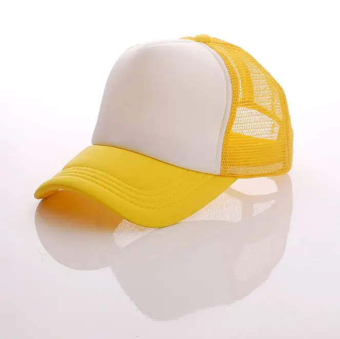 yellow and white 5 шт./партия, летние мужские повседневные сетчатые бейсболки для взрослых, с принтом «сделай сам», индивидуальный дизайн логотипа, бейсболки, кепки, кепки, пляжные бейсболки - Цвет: yellow and white