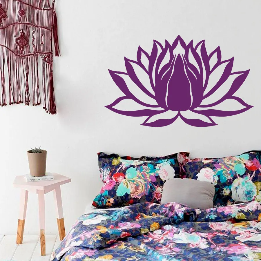 Наклейка на стену цветок лотоса Намасте символ виниловая Стикеры фрески для йоги