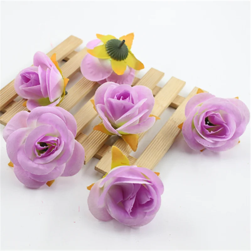 light purple 1 шт./лот 6 см Шелковая Роза искусственная цветок Свадебные товары для дома DIY ВЕНОК листы ручной работы моделирование дешевые искусственные цветы - Цвет: light purple