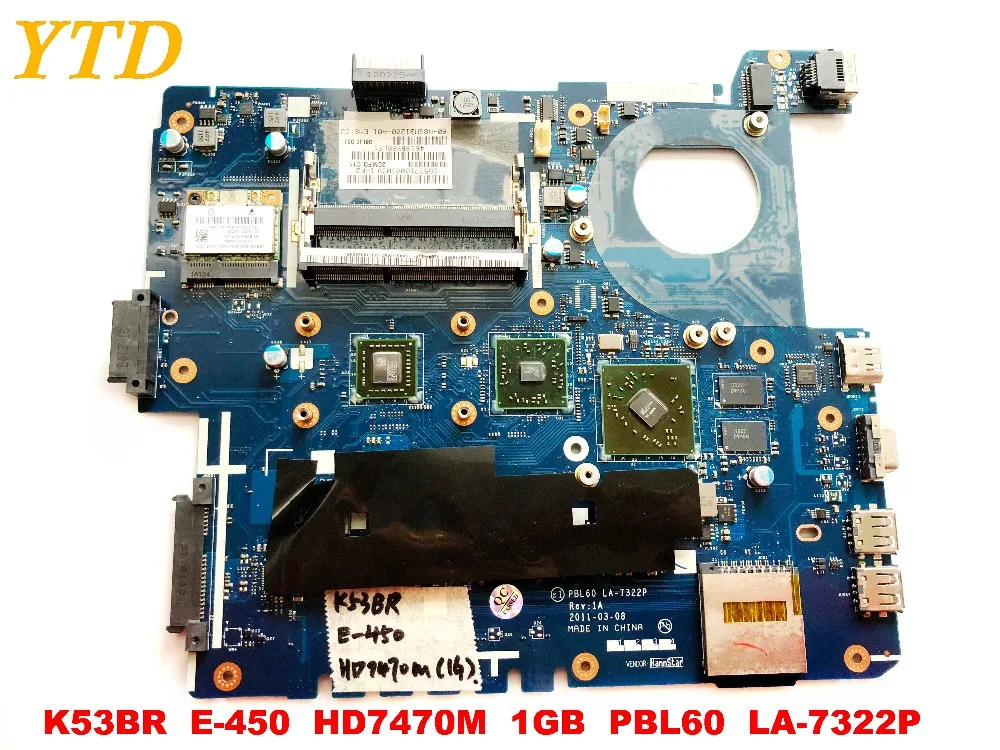 

Original for ASUS K53BR laptop motherboard K53BR E-450 HD7470M 1GB PBL60 LA-7322P tested good free shipping