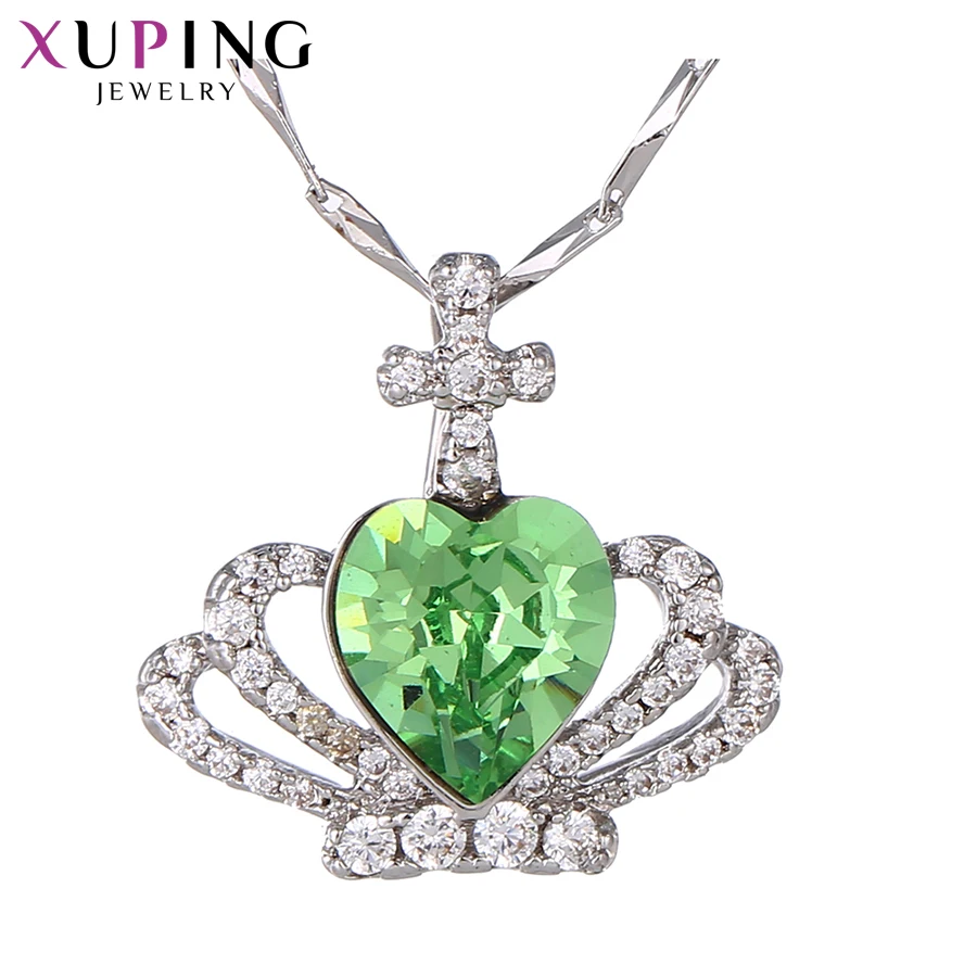 Xuping модные ювелирные изделия в форме короны красочные кристаллы кулон ожерелье
