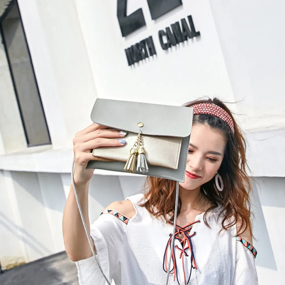 Для женщин мода двойной складной верх Ленточки Crossbody сумка на ремне телефон