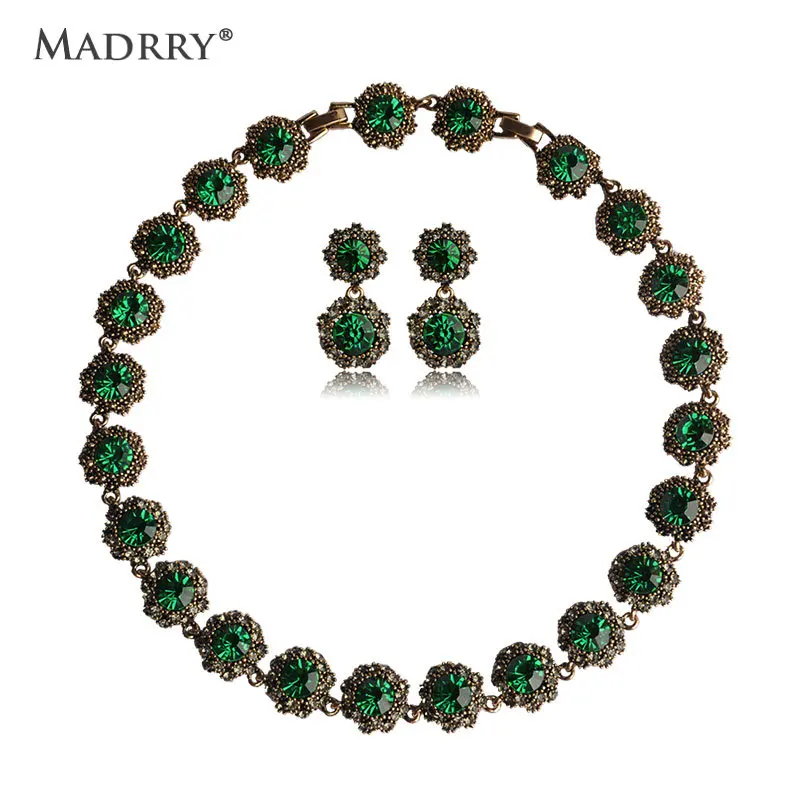 Винтажные роскошные ожерелья серьги Ювелирные наборы изысканные стразы