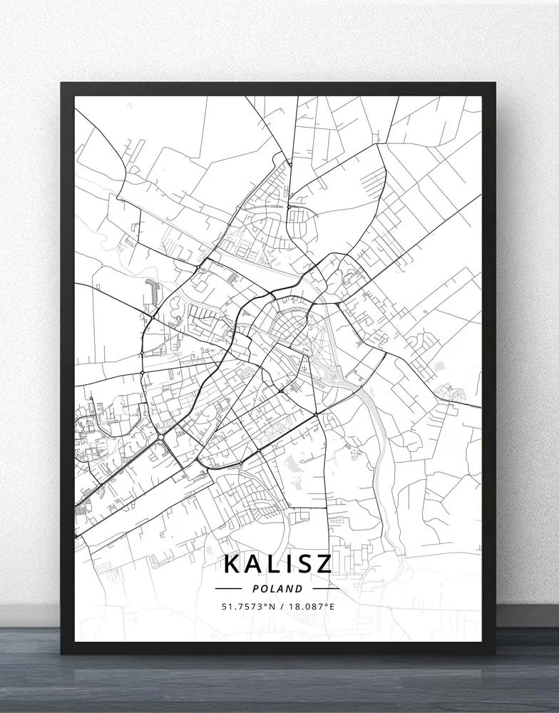Карточный постер Kalisz Katowice Kielce Koszalin Краков Лодзь Люблин ольштин ополполк на карту