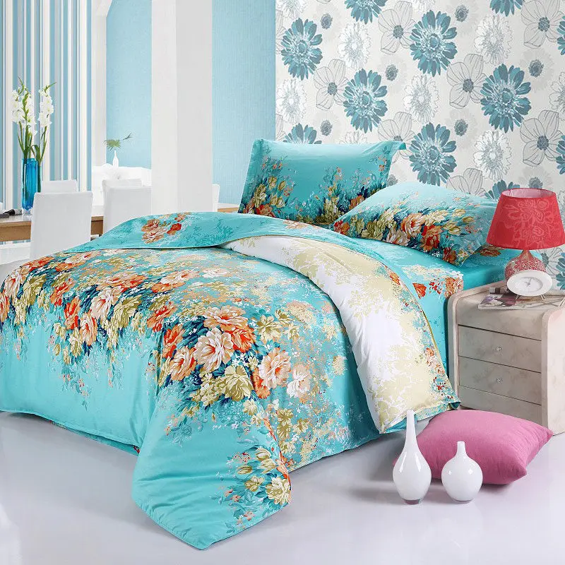 Горячая Продажа 100% Хлопок Цветочные Печатных Утешитель Наборы Пододеяльник