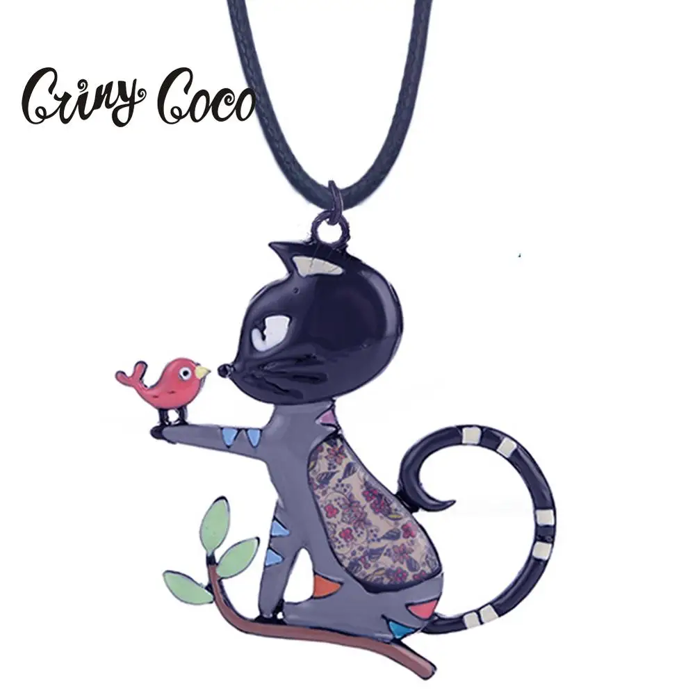 Cring Coco модные ожерелья с котом для женщин 2019 массивная длинная веревочная цепочка