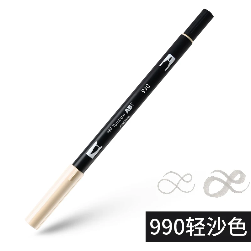 TOMBOW, двойная кисть, ручка, 96 цветов, двойная головка, художественные маркеры, акварельная основа, моющийся мягкий наконечник для рисования, письма, набросков, ABT - Цвет: 990