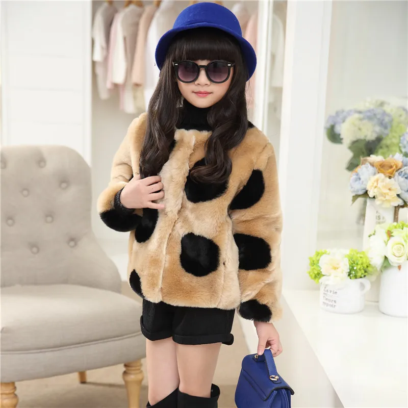 Kids Coats Girls Winter 2018 Fashion Faux Fur Thicken Warm Polka Dot Jacket Brand Casaco Infantil Girl jackets Coat |