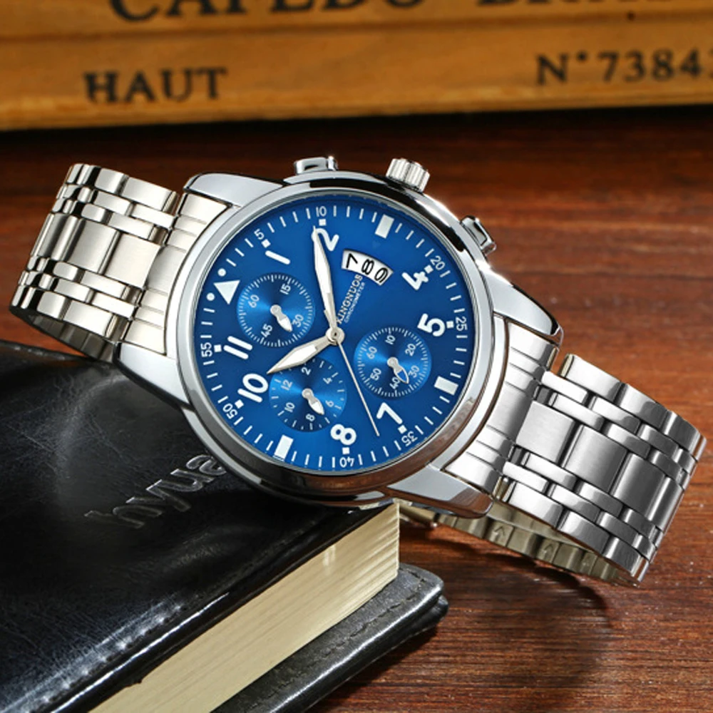 Мужские часы Montre Homme брендовые Роскошные деловые 2020 стальной ремешок 30 м